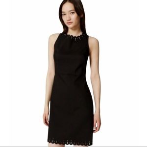 Anne Taylor LOFT Scalloped Cutout Black Dress